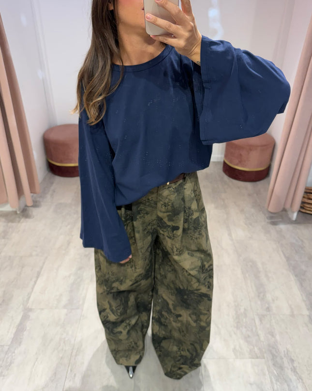 Maglia manica calla blu - Haveone