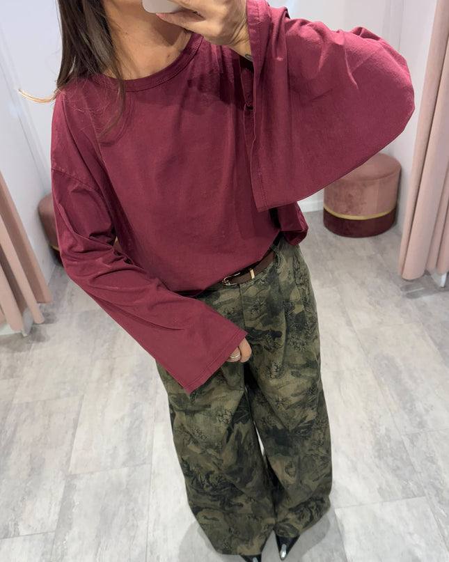 Maglia manica calla bordeaux - Haveone
