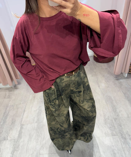 Maglia manica calla bordeaux - Haveone