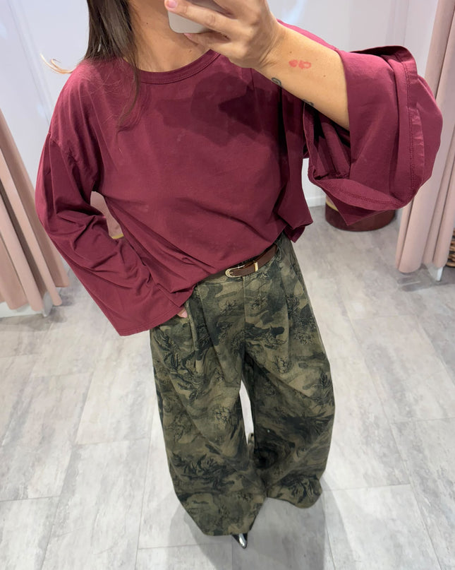 Maglia manica calla bordeaux - Haveone