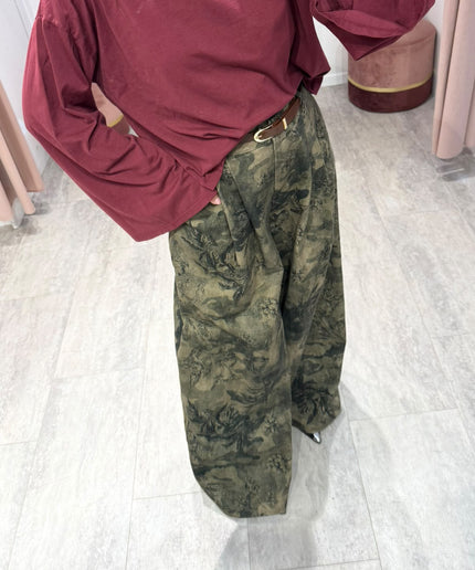 Denim palazzo cargo flower - Haveone