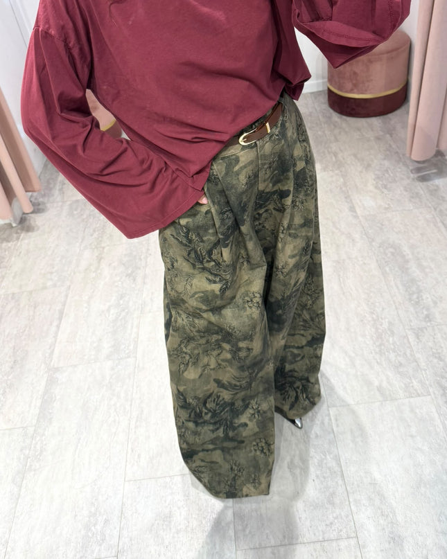 Denim palazzo cargo flower - Haveone