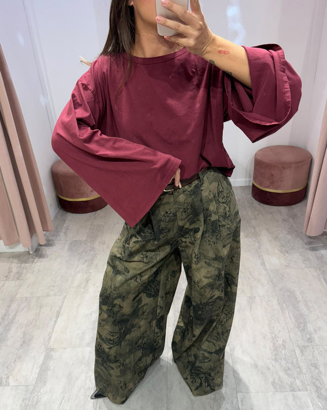 Maglia manica calla bordeaux - Haveone