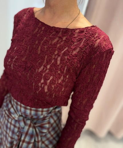 Maglia pizzo bordeaux - Haveone