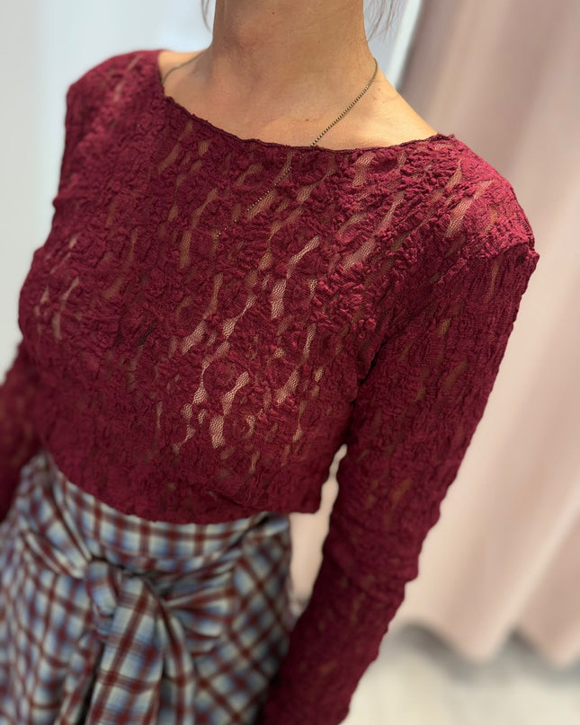 Maglia pizzo bordeaux - Haveone