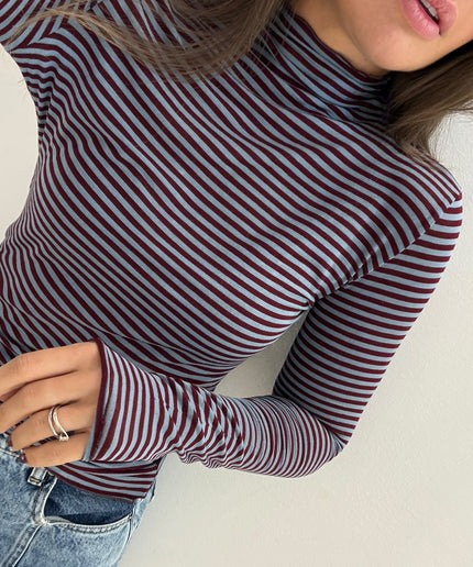 Cashmirina righe azzurro/bordeaux - Haveone