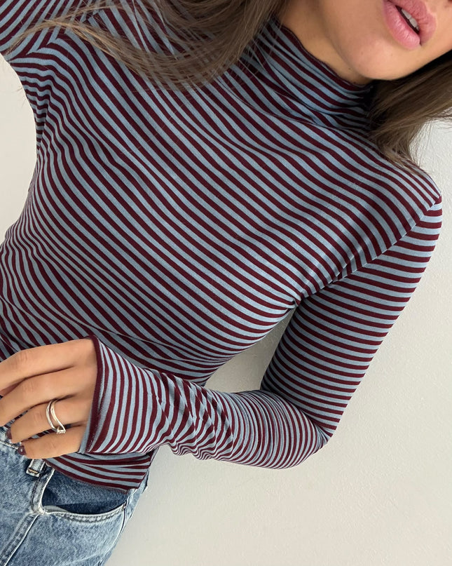 Cashmirina righe azzurro/bordeaux - Haveone