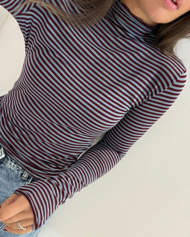 Cashmirina righe azzurro/bordeaux - Haveone