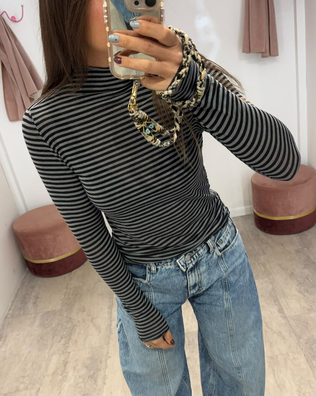 Cashmirina righe nero/grigio - Haveone