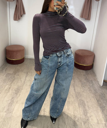 Cashmirina righe azzurro/bordeaux - Haveone