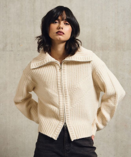 Cardigan full zip panna - Lili Sidonio