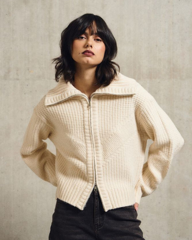 Cardigan full zip panna - Lili Sidonio