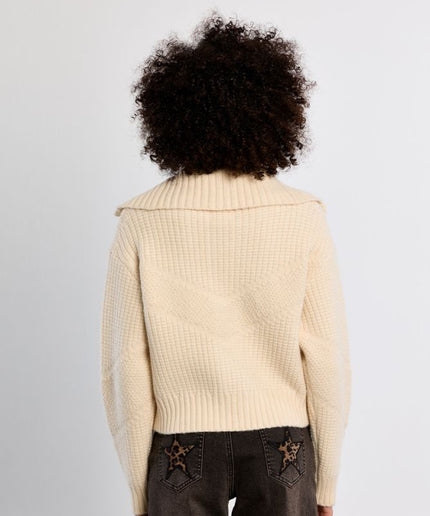 Cardigan full zip panna - Lili Sidonio