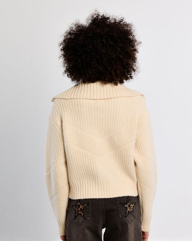 Cardigan full zip panna - Lili Sidonio
