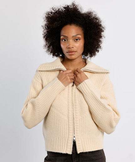 Cardigan full zip panna - Lili Sidonio