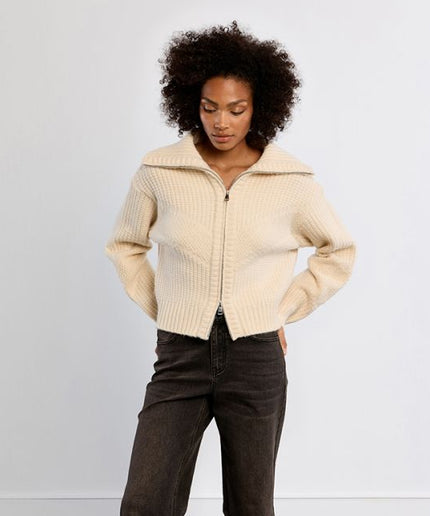 Cardigan full zip panna - Lili Sidonio