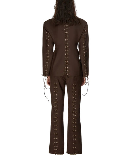 Blazer caffè con dettagli borchie e lacci - TPN
