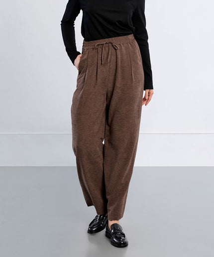 Pantalone tocco velluto marrone - Lili Sidonio