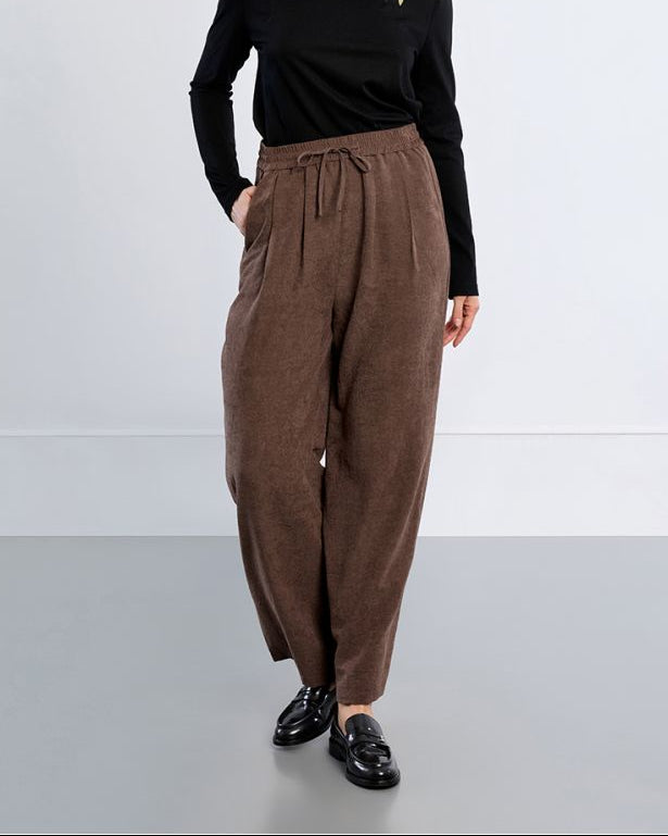 Pantalone tocco velluto marrone - Lili Sidonio