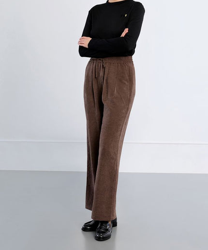 Pantalone tocco velluto marrone - Lili Sidonio